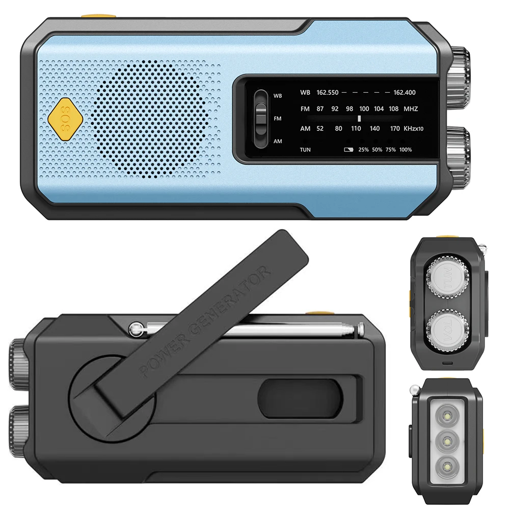 Аварийное радио с рукояткой 2000 мАч внешний аккумулятор зарядное устройство для