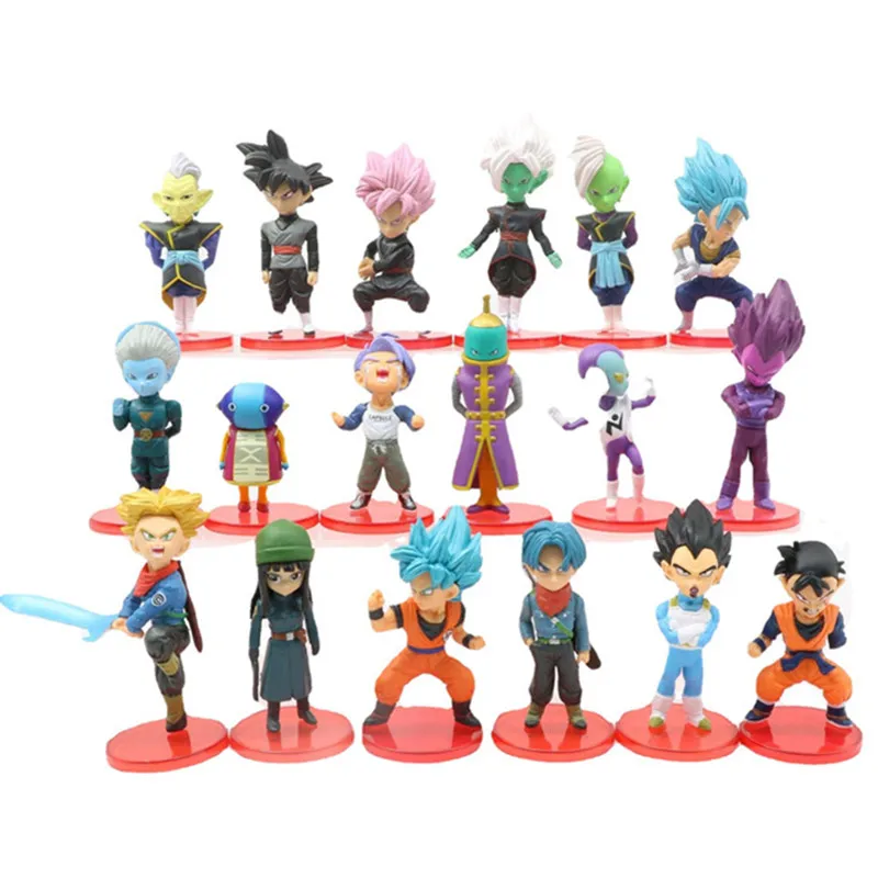 

18Pcs/Set Dragon Ball Z Anime Figure Super Saiyan God Broly Son Goku Gohan Gotenks Vegeta Vegetto Freeza Mini PVC Figures Toys
