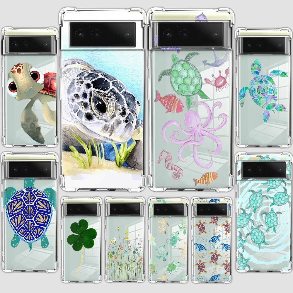 

Fashion luxury cute turtle octopus phone case for Samsung Galaxy pixel 6 PRO S 20 21 22 30 P ULTRA FE TPU transparent soft shell