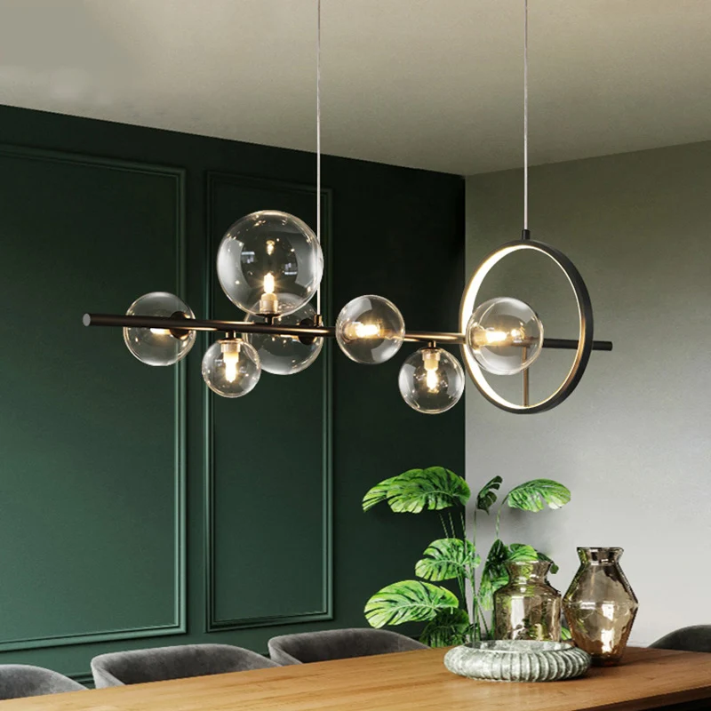 

Люстры для столовой в нордическом стиле, Минималистичная лампа для гостиной, креативная стеклянная лампа для бара, кафе, длинная