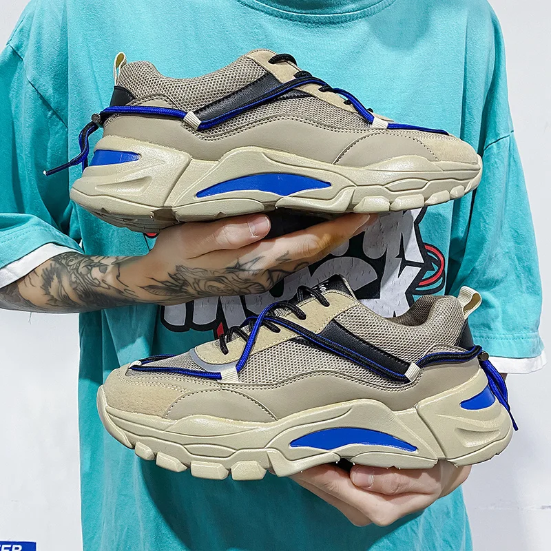 

Men's casual shoes 2022 spring new men's shoes men's sports shoes fashion breathable men's thick-soled shoes lace-up flat shoes