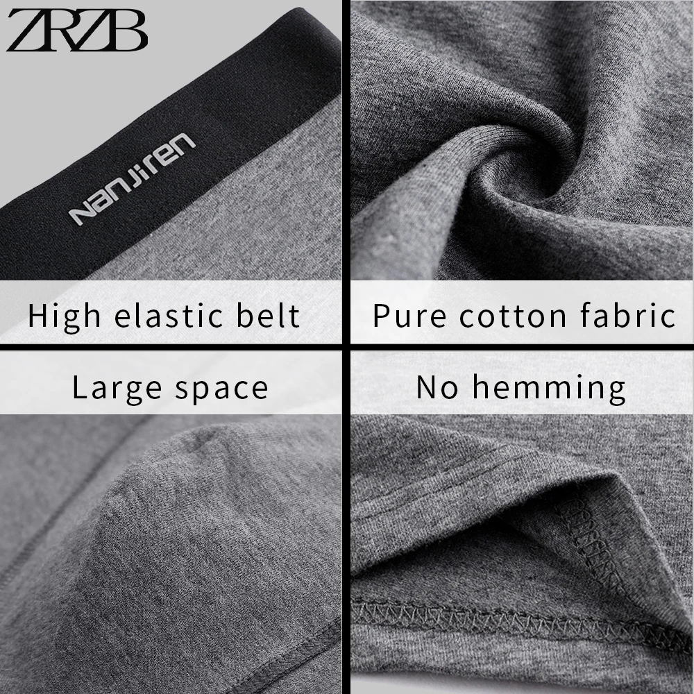ZRZB Brand Men's Underwear 3D Pouch Underpants Pure Cotton Men Boxer Shorts Moisture Absorbent Elastic Male Panties Lager Size