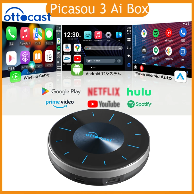 OTTOCAST P3 OttoAibox CarPlay AI Box Беспроводная Android Auto Smart TV Автомобильные аксессуары для Benz Audi