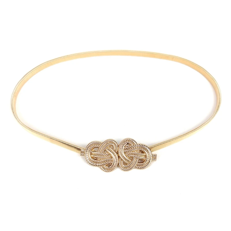 

Elastic Spring Belt for Women Skirt Ladies Dress Chinese Knot Button Waist Belt