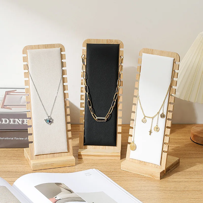 

Solid Bamboo Jewelry Display Stand Necklace Bracelet Display Stand Wooden Multiple Necklaces Easel Showcase Display Holder Board