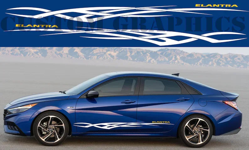 

Decal Graphic Sticker Door Sport Stripe Kit Compatible with Elantra