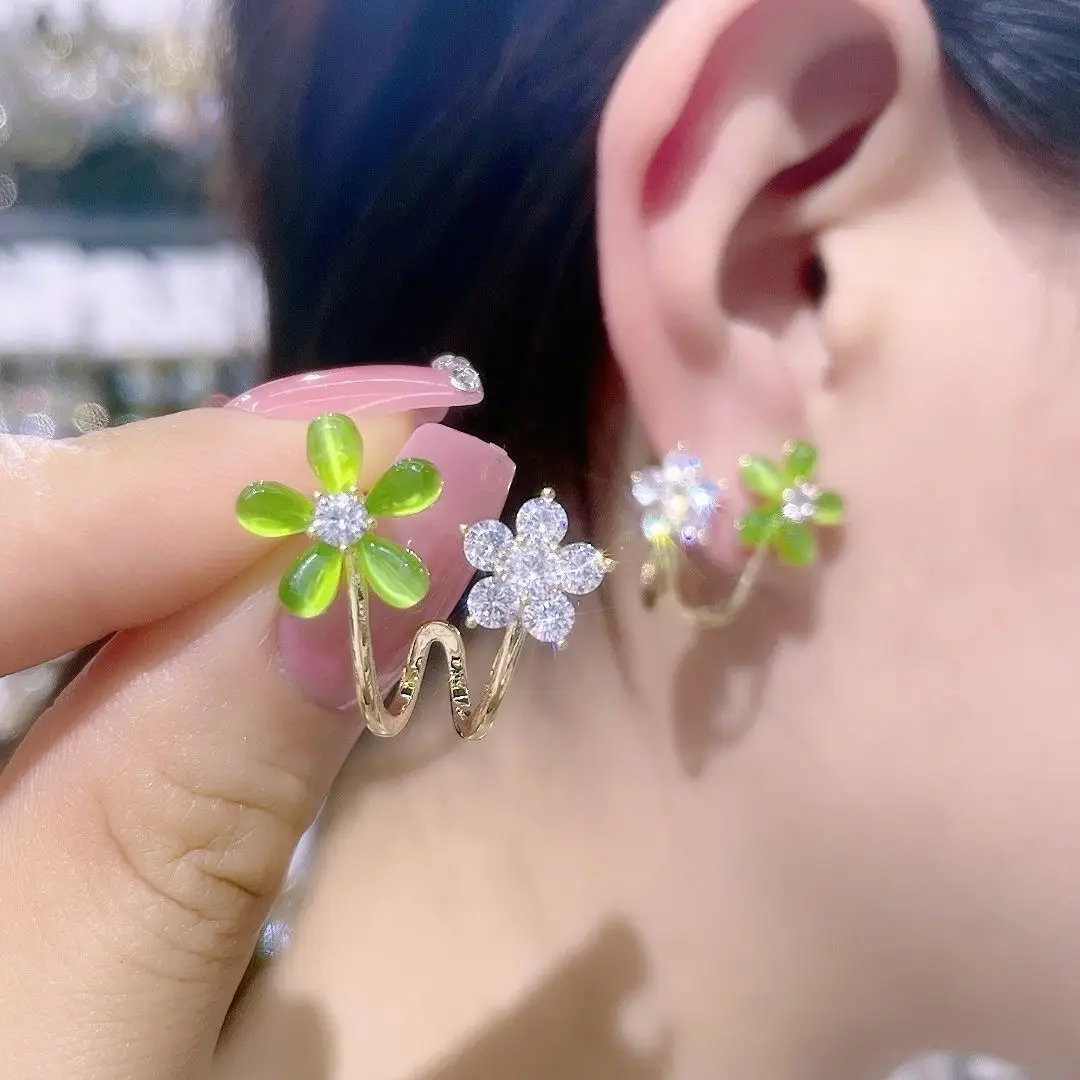 

Cherry blossom earrings small fresh romantic cat-eye stud earrings fashion matching sweet temperament earrings girl