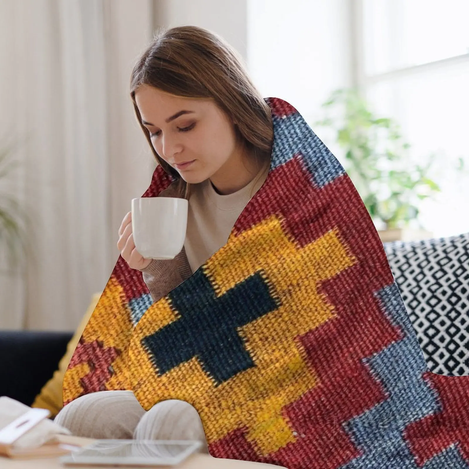 Винтажное декоративное одеяло Kilim плетение Navaho тканое ацтекское текстильное