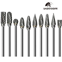 double cut carbide rotary burr set 10 pcs 18 shank 14 head length tungsten steel for woodworkingdrilling engraving