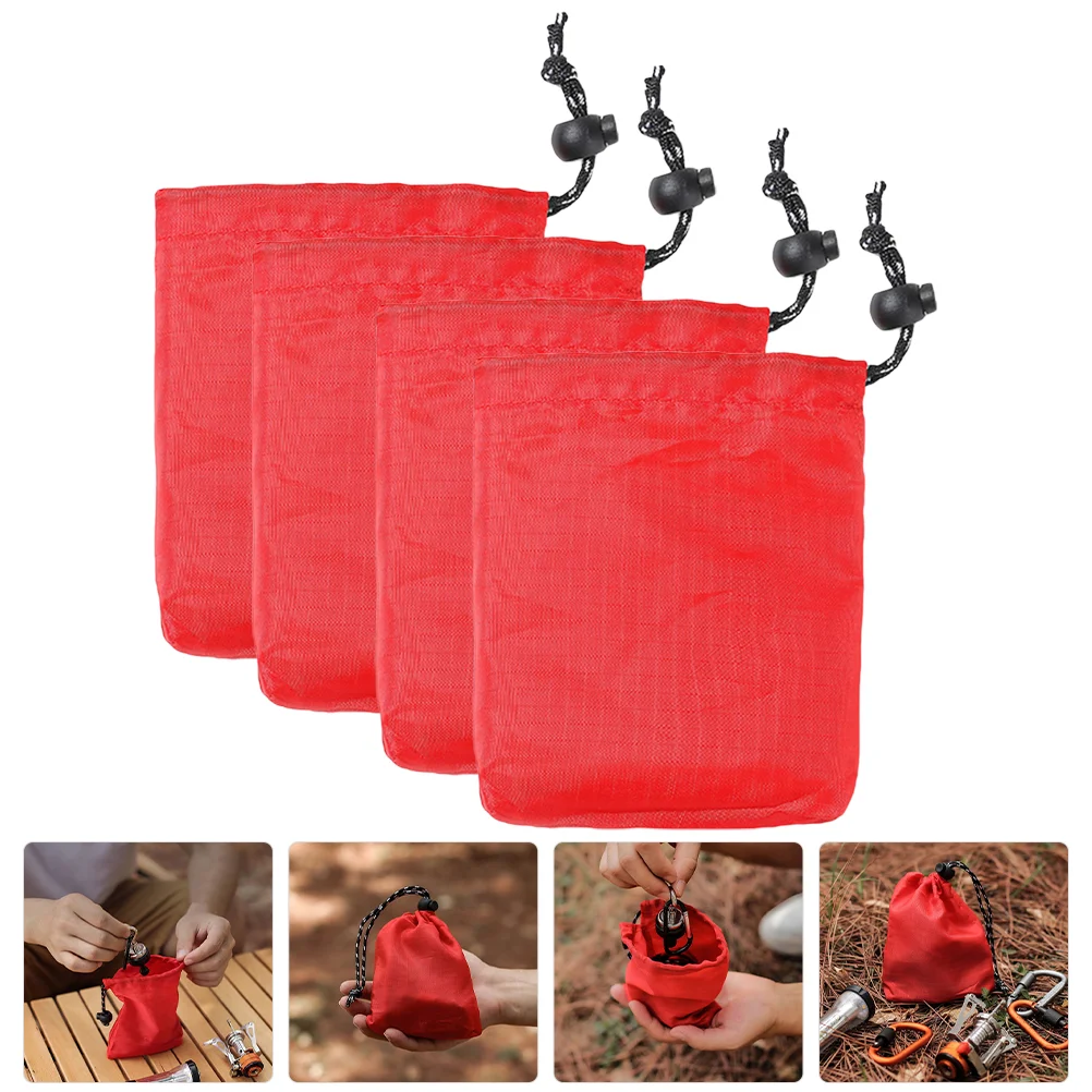 

4pcs Lightweight Convenient Small Portable Outdoor Storage Bags Sundries Bag Drawstring Bags Stuff Pouch Gift Bags