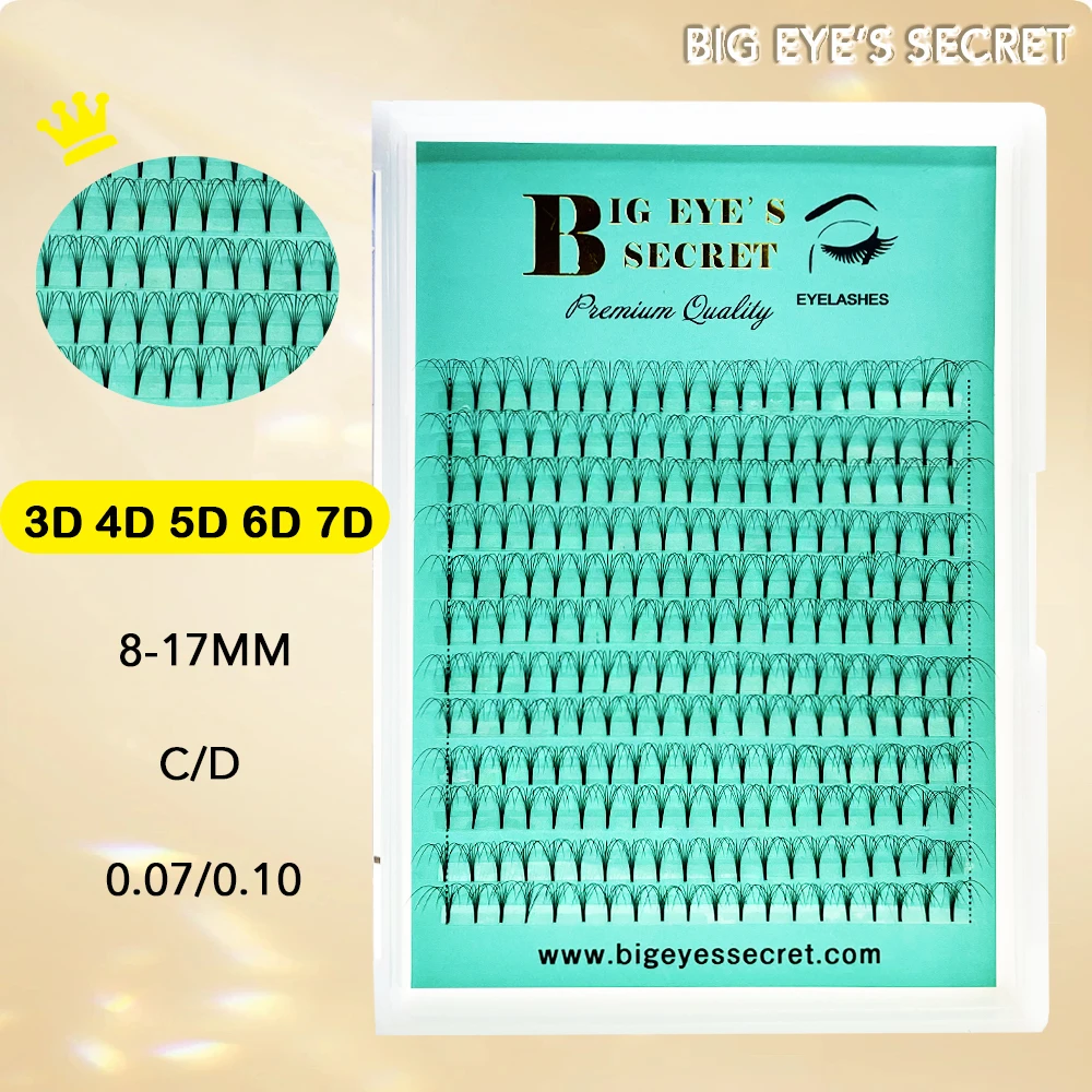 

Ресницы BIG EYE'S SECRET готовые для завивки объема C/D, завитые ресницы с коротким стержнем, готовые веера, индивидуальные натуральные мягкие норковые ресницы
