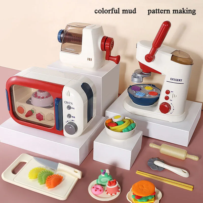 

Color mud bread machine ramen machine oven microwave oven mold set DIY simulation play house children's toys