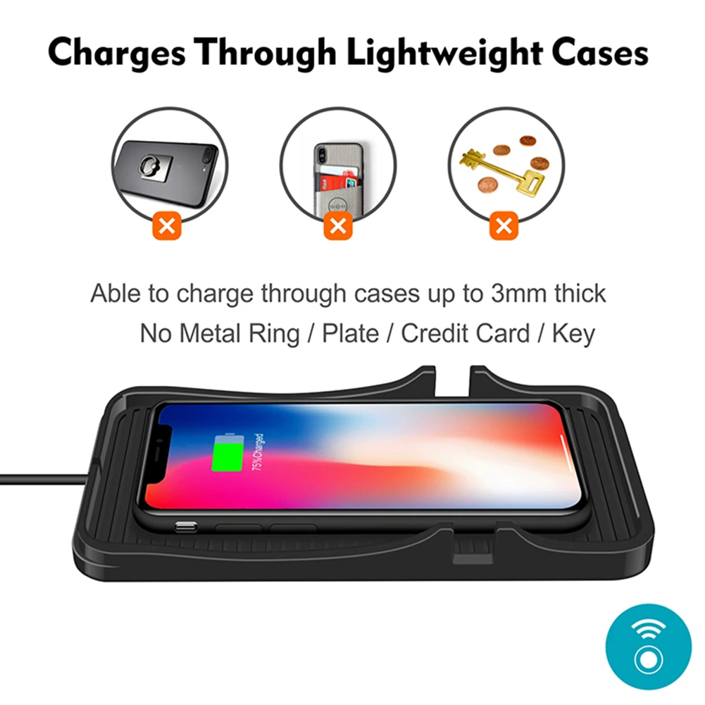 

Pad Car Wireless Charger Silicone Vehicle 1pcs Accessories Black Fast Charging