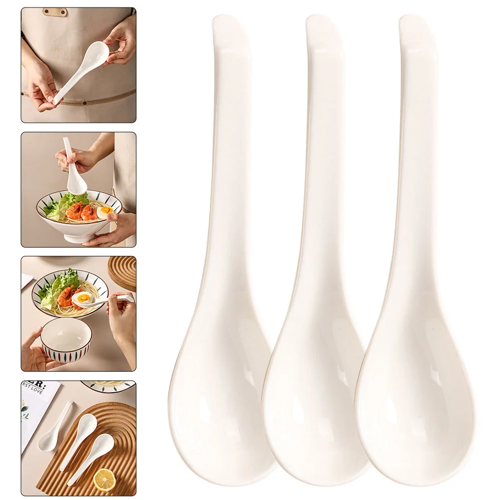

Spoons Spoon Ceramic Ramen Soup Dinner Asian Japanese Dessert Mixing White Tasting Tea Teaspoon Iced Afternoon Scoop Server Pho