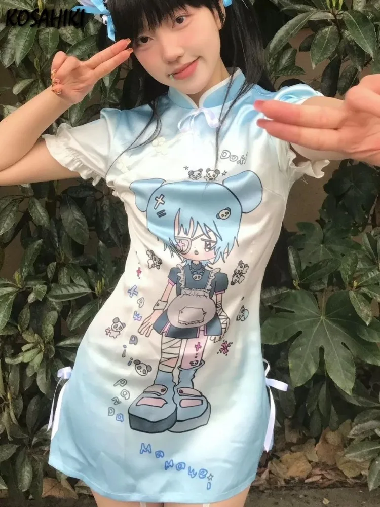 Женское платье с воротником-стойкой в стиле Харадзюку