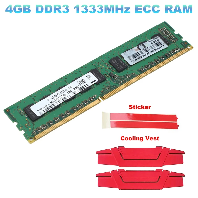 

DDR3 4 Гб 1333 МГц ECC память + охлаждающий жилет 2RX8 PC3-10600E 1,5 В ОЗУ без буфера для серверной рабочей станции