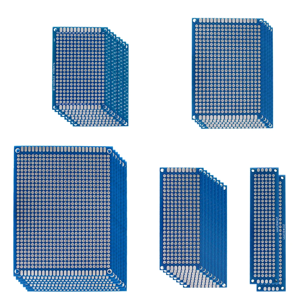 

30pcs Double sided PCB Board Breadboard 2x8 3x7 4x6 5x7 7x9cm Universal Experiment Blue Prototype Circuit Boards Electronic Kit