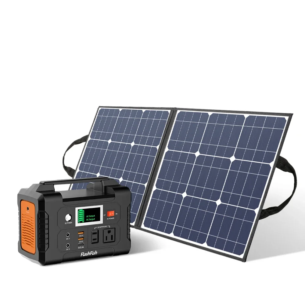 

Портативная электростанция 200 Вт, солнечный генератор FlashFish 40800 мАч с портативной солнечной панелью 50 Вт 18 в, складной солнечный датчик Flashfish