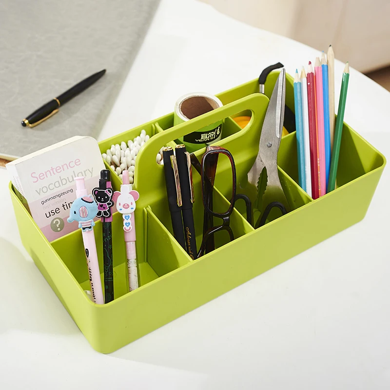 

Creative Storage Box Organizer Multi Grid Finishing Box with Handle Divider Table Basket for Bathroom Student School Supplies