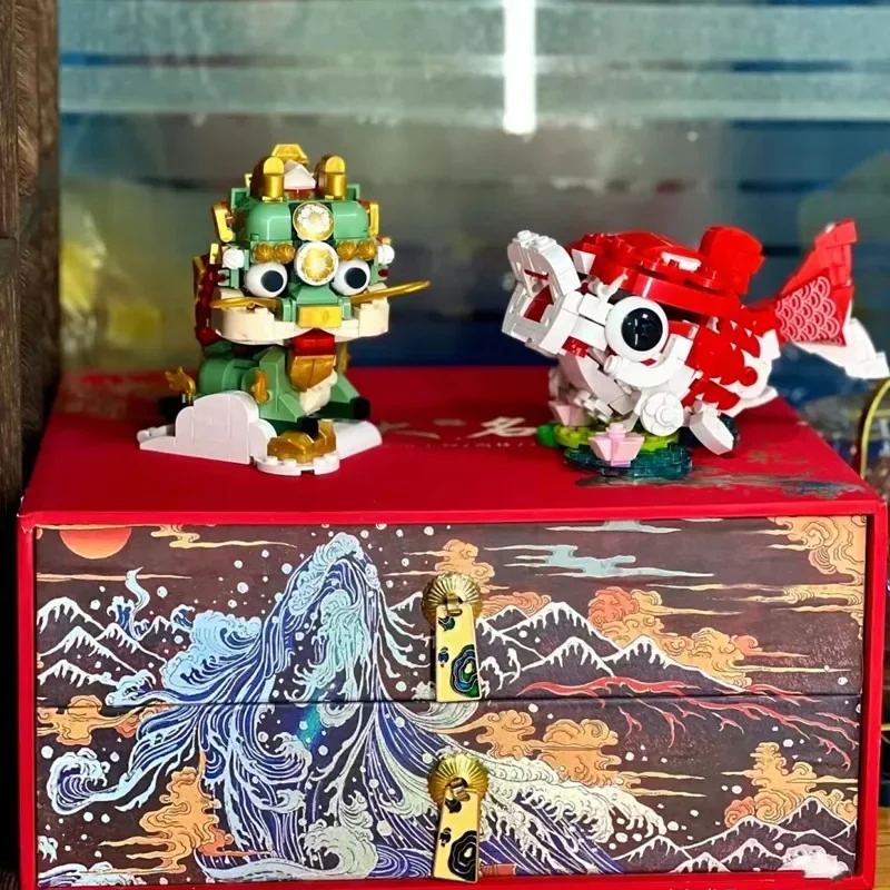 Китай благоприятный зверь BALODY Год Дракона строительные блоки Цинлун храбрые