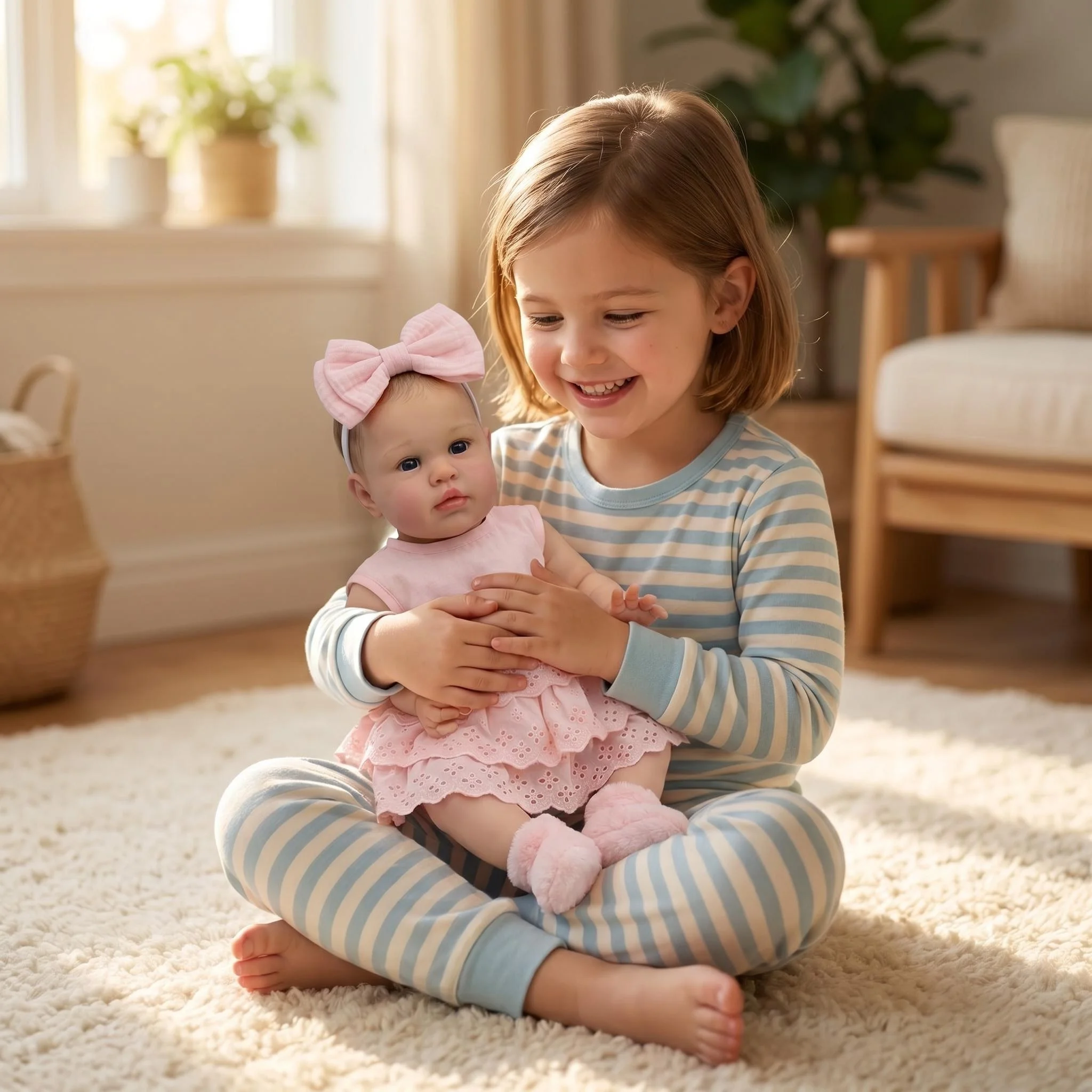 Фото Кукла NPK 55 см Reborn Ellie: Реалистичная кукла-младенец с мягкой на ощупь 3D-кожей и ручной росписью волос, подарок для новорожденных №4