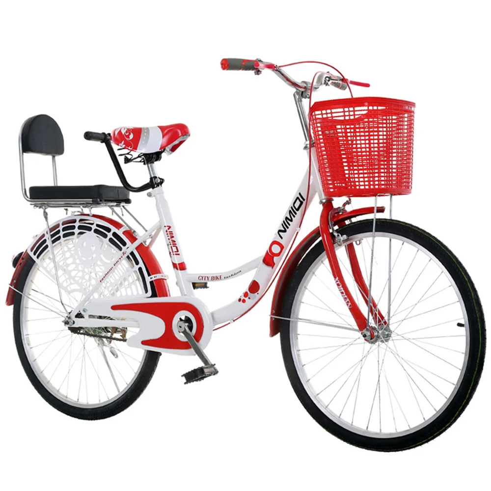 

20/22/24/26 Inch Women Adult Bicycle City Bike Retro Light Commuting Daily Carbon Steel Backseat Student Antiskid