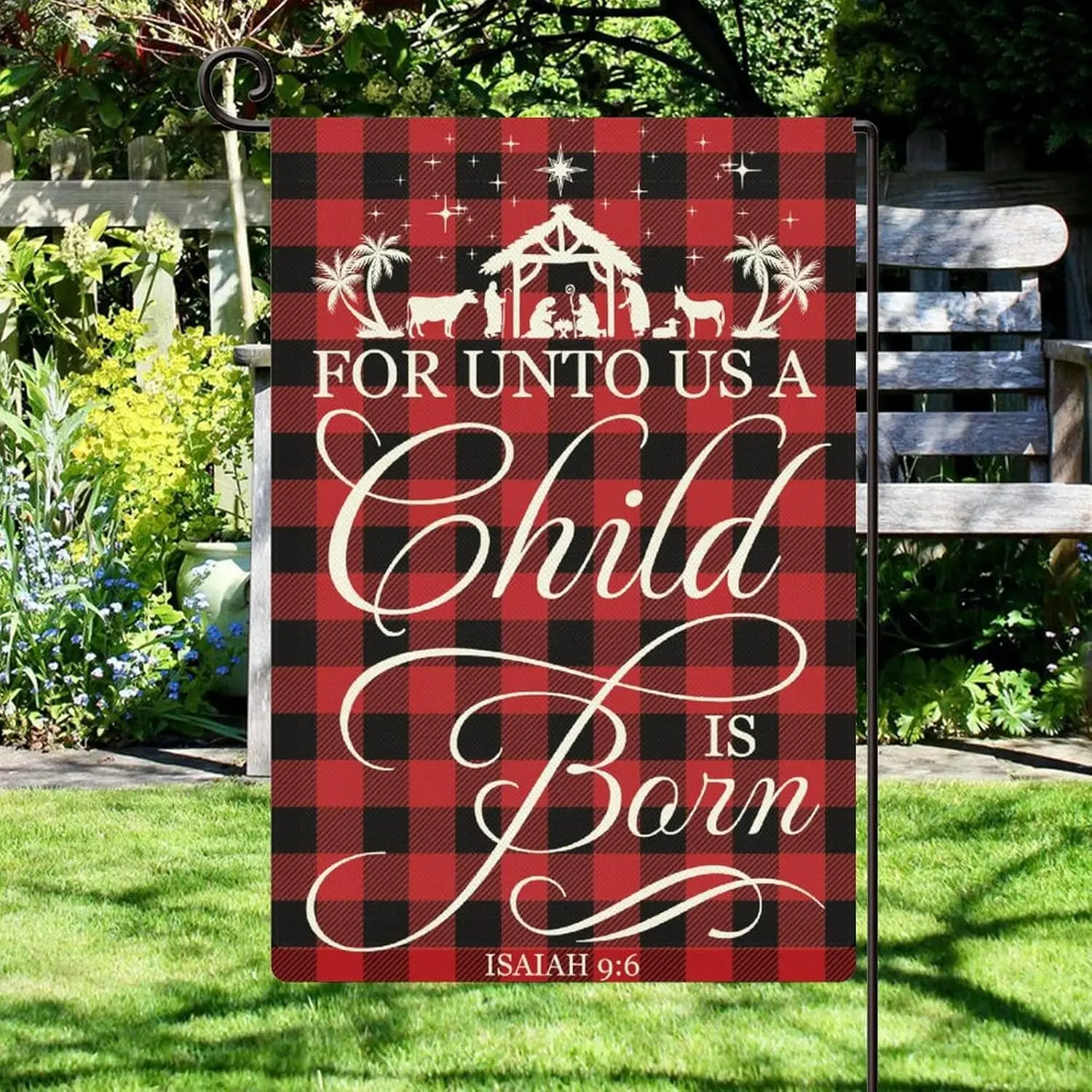 Garden Flag for Unto Us A Child Is Born Isaiah 9:6 Decorative Christmas Nativity Scene Vertical Double Side Decor Yard