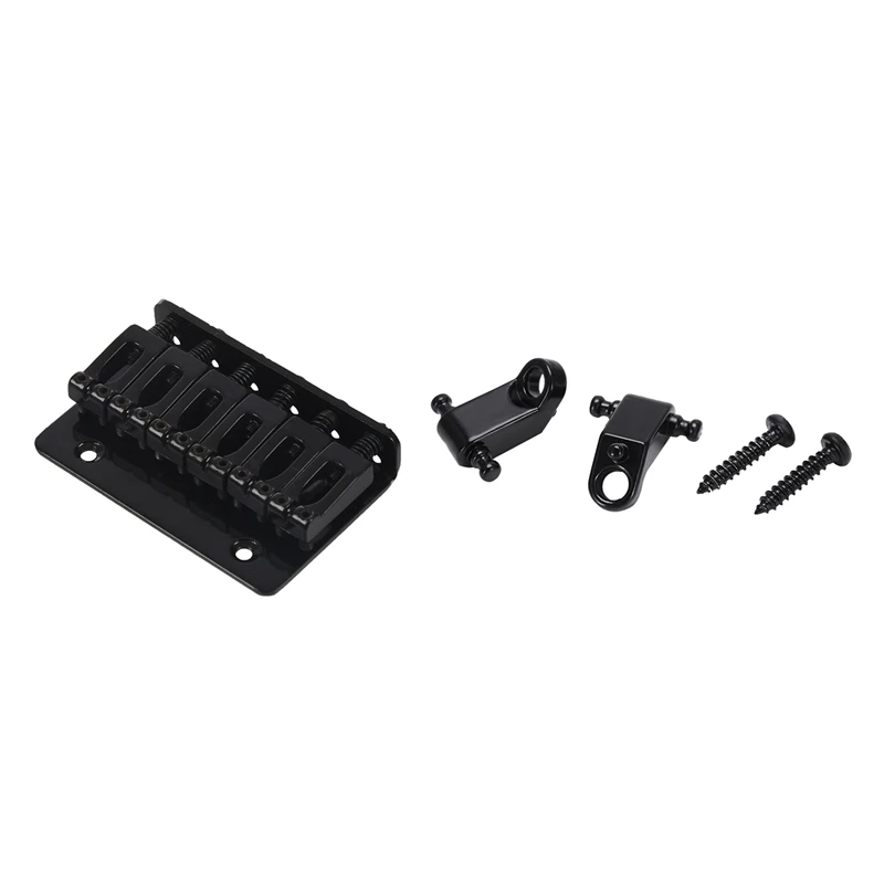 

HOT 1 Set Black 6 String Fixed Hard Tail Guitar Bridge & 1 Set Electric Guitar Roller String Tree