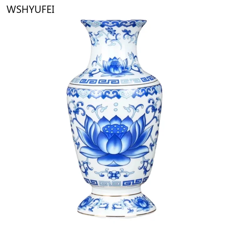 Сине-белая фарфоровая ваза керамическая Цветочная композиция коридора Будды