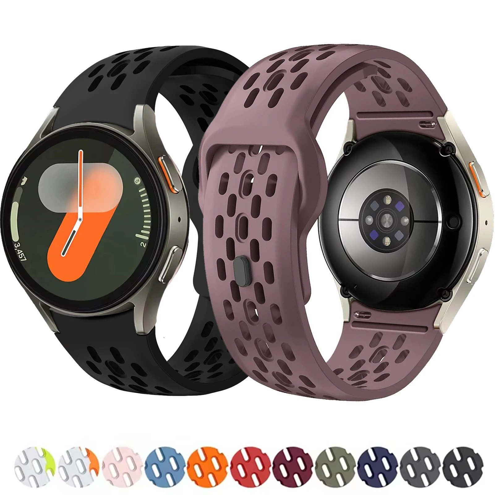 Фото Ремешок для Samsung Galaxy Watch 7 FE 44 мм 40 мм correa Sport, силиконовый браслет Galaxy Watch 4 6 Classic 5 pro, ремешок 43 мм, 47 мм, 45 мм №1