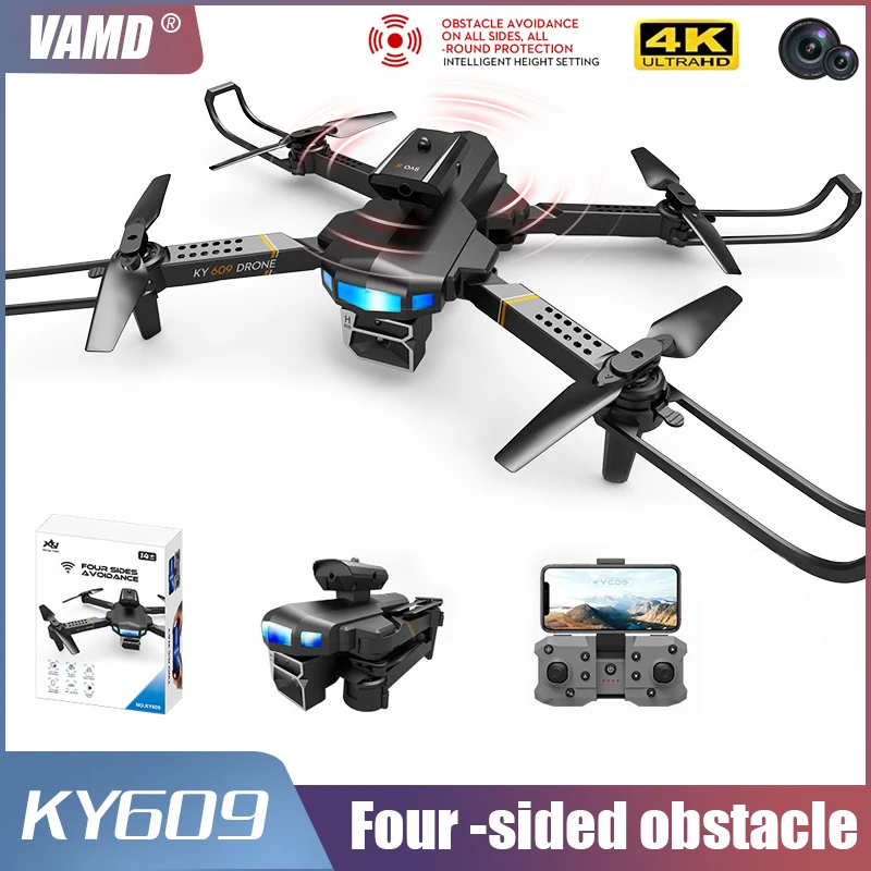 

Новинка, Квадрокоптер KY609 с двойной камерой 4K HD, с четырьмя боковыми препятствиями, складной, с четырьмя осями, летательный аппарат, искусственная игрушка
