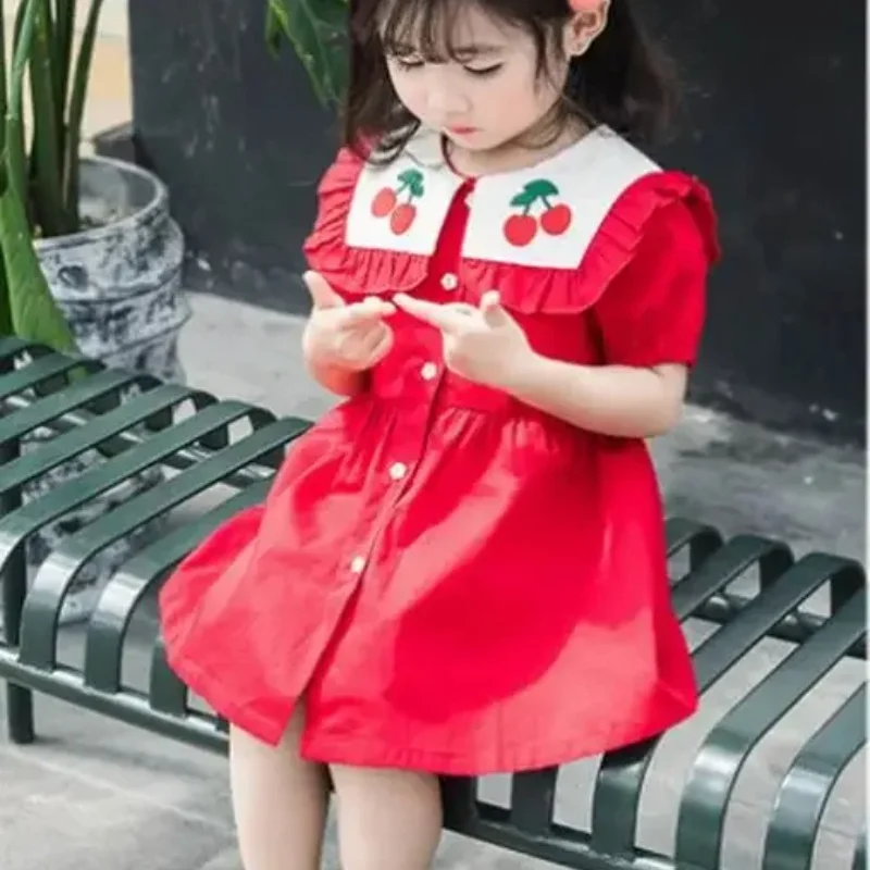 Повседневное летнее платье для девочек Playvainly Brand длиной до колена трапециевидной