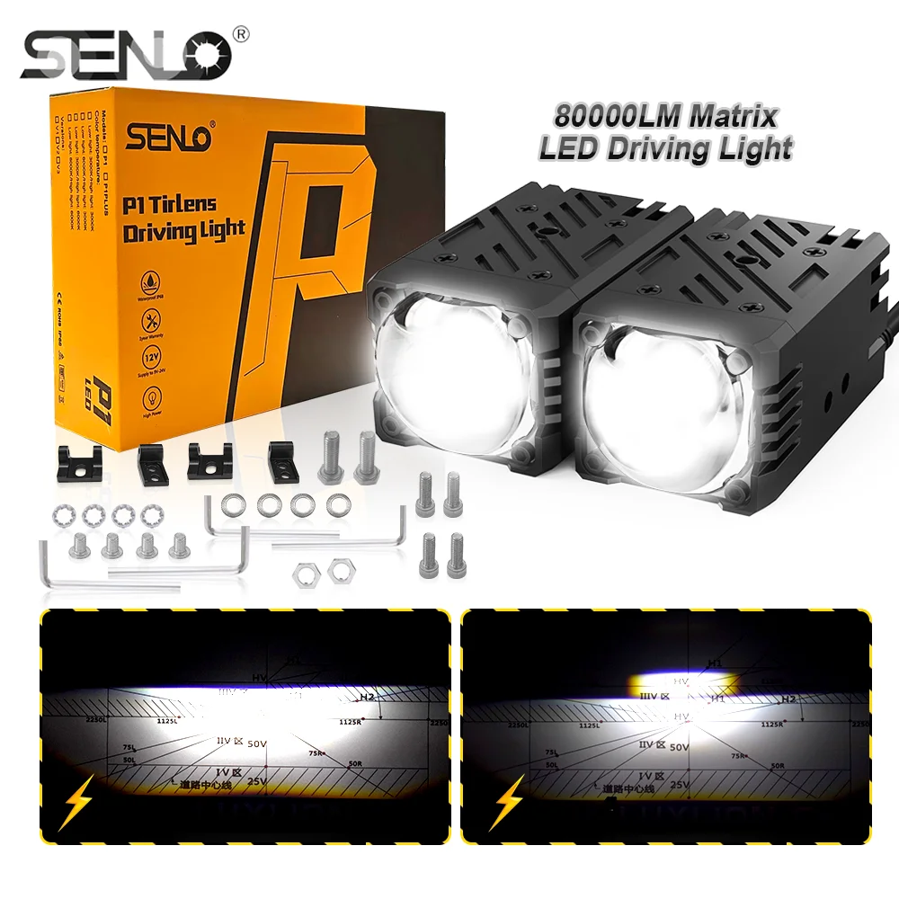 Фото SENLO 2 шт. 1,6-дюймовые би-светодиодные фары для проектора Hella, светодиодные фонари, проектор 80 Вт 80000LM, диодные фары, автомобильные аксессуары №1
