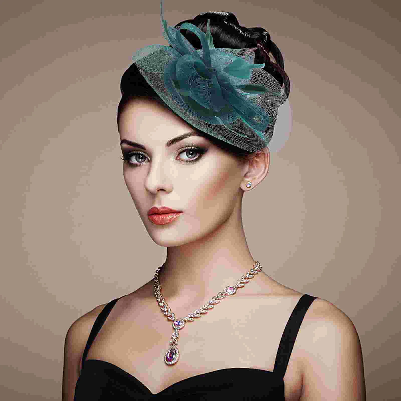 Свадебные аксессуары для волос из сетки с перьями Шляпа и льняной головной убор