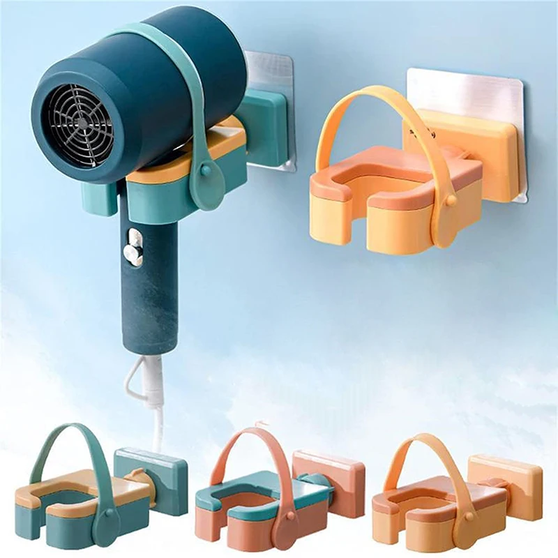 

Wall-Mounted Hair Dryer Holder Rotatable Hairdryer Stand Self-Adhesive Bathroom Storage Shelf Organizer Bathroom Dryer Bracket