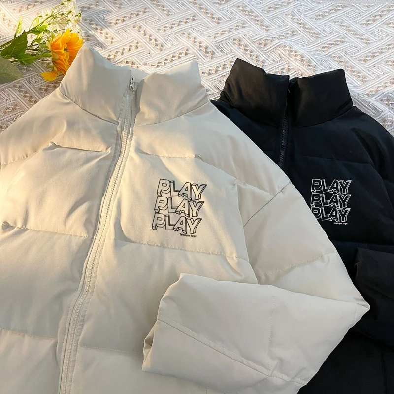 EOENKKY/Korean Clothing Parkas Men Stand Collar Thicken Fashion Cotton Padded Coats Loose Winter Male New Jackets