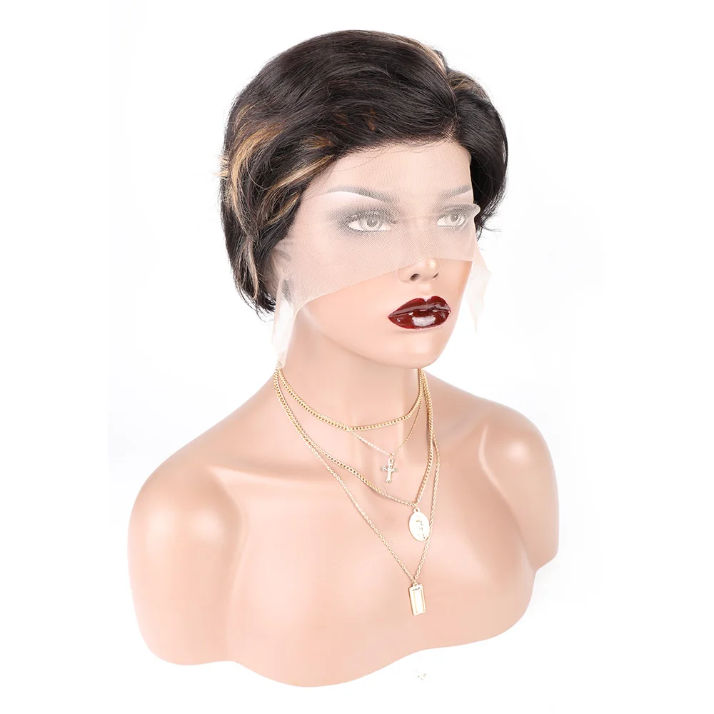 Fancy Short Pixie Cut Wigs Human Hair Straight Brazilian Remy Hair T Part Lace Wig Side Part Wigs for Women Pre Plucked Hairline enlarge