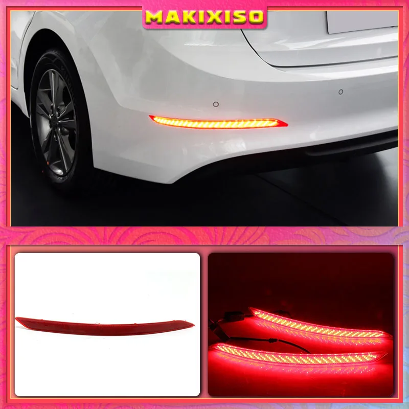 2pcs LED Rear Light Brake Lamp Taillight Back Fog Light Warning Light Reflector For Hyundai Elantra 2016 2017 2018 2019