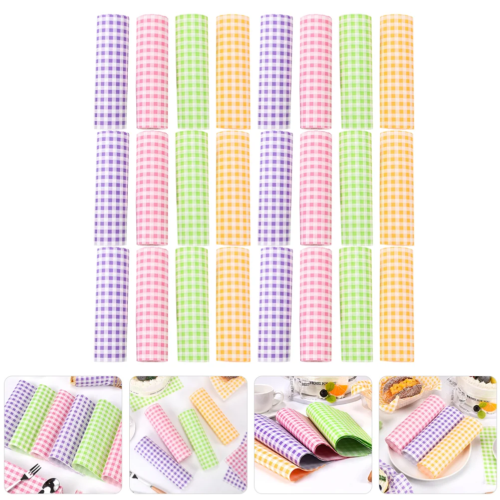 

Paper Sheets Checkered Deli Liners Waxed Dry Food Wax Wrapping Papers Sandwich Wraps Burger Wrap Greasepaper Square Colored