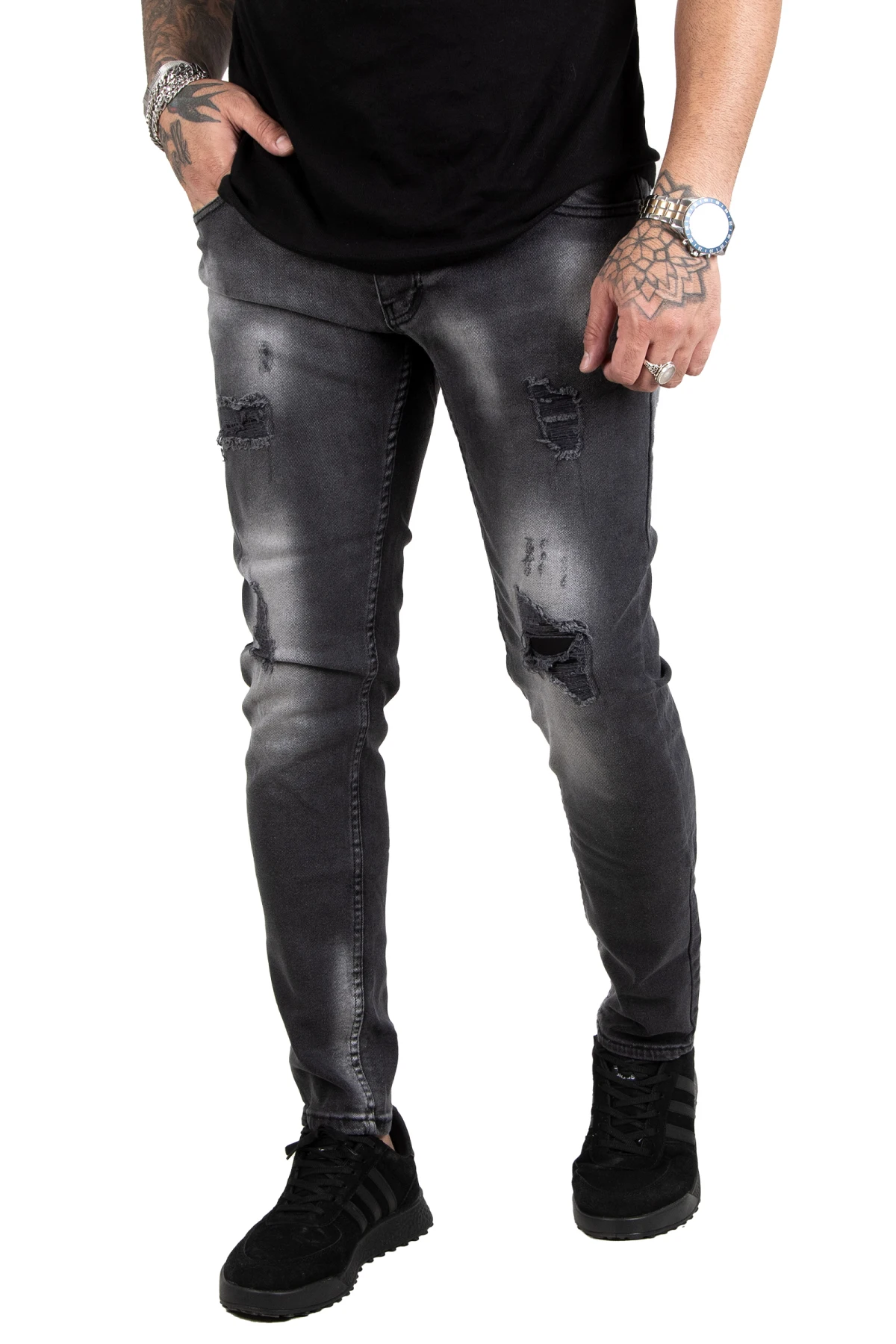 DeepSEA Slim Fit lycra with stone ripped jeans 2205129