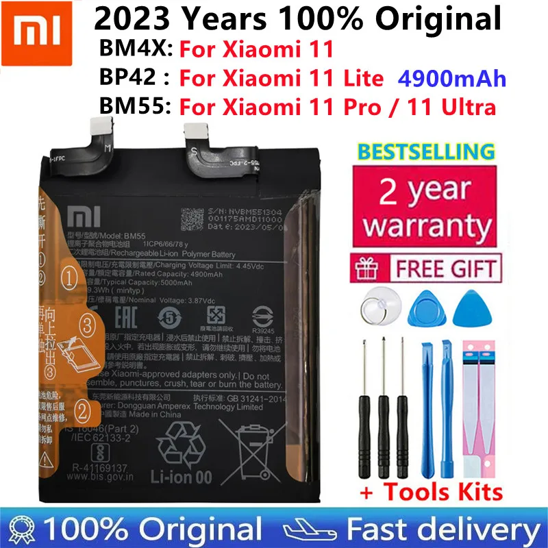 

100% Xiaomi Original Battery BM4X BM55 BP42 For Xiaomi 11 Xiaomi11 Mi11 Xiaomi 11 Pro 11 Ultra Xiaomi 11 Lite Phone Batteries