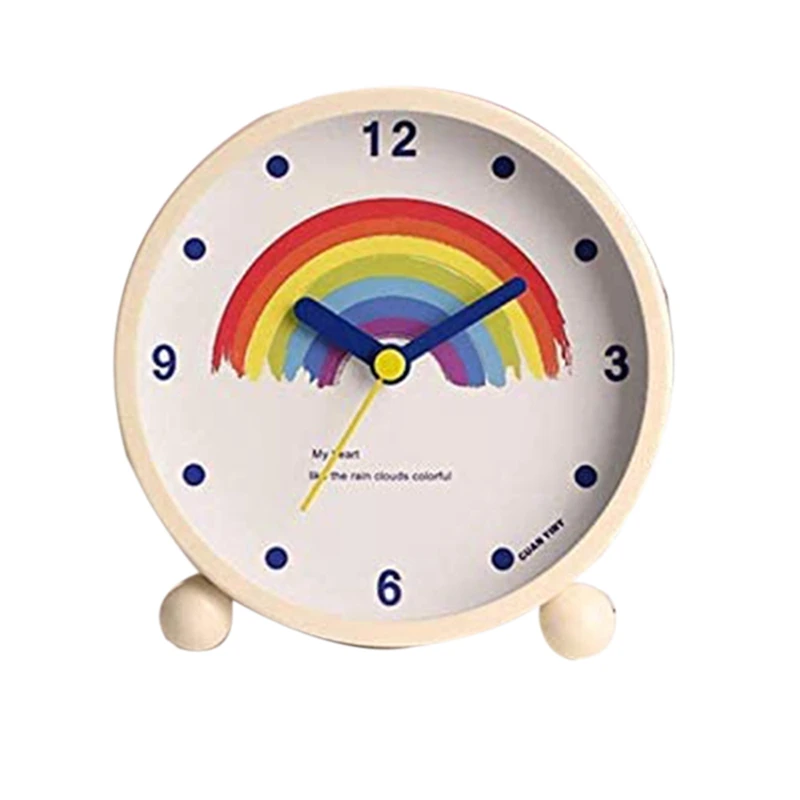 

Радужный круглый будильник с функцией бесшумного ночного освещения, модный студенческий прикроватный будильник для спальни