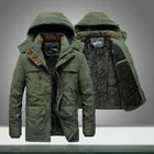 Парка мужская зимняя повседневная, утепленная ветрозащитная куртка в стиле милитари, верхняя одежда с капюшоном, бархатные куртки с несколькими карманами, однотонная