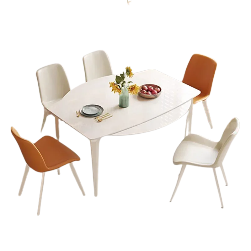 Красота Удобный обеденный стол Выдвижной круглый домашний кухонный Деревянный