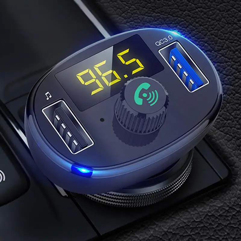 

Car FM Transmitter Bluetooth 5.0 Dual USB Charger Wireless Handsfree Car Kit FM Adapter Support TF Card USB Drive