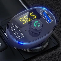 car fm transmitter bluetooth 5 0 dual usb charger wireless handsfree car kit fm adapter support tf card usb drive