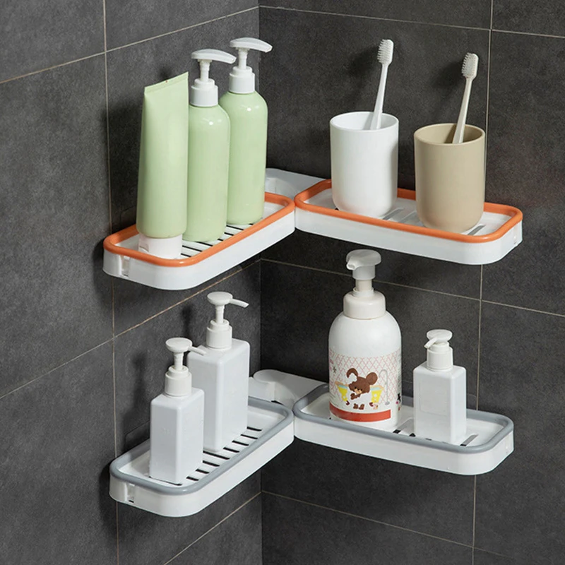 

Wall-mounted Bathroom Shelf Shower Shampoo Rack Toilet Accessories Kitchen Free Punch Condiment Storage Basket Cup Holder