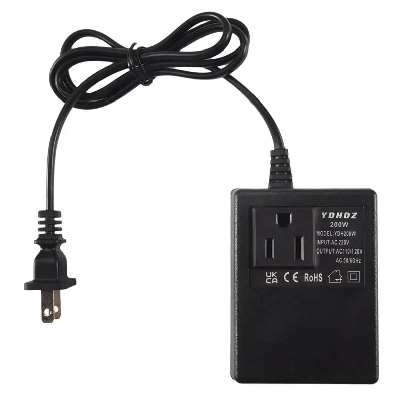 Фото ABKQ-1 PCS 200W Преобразователь напряжения 220В в 110В, понижающий трансформатор для путешествий, с вилкой стандарта США №1