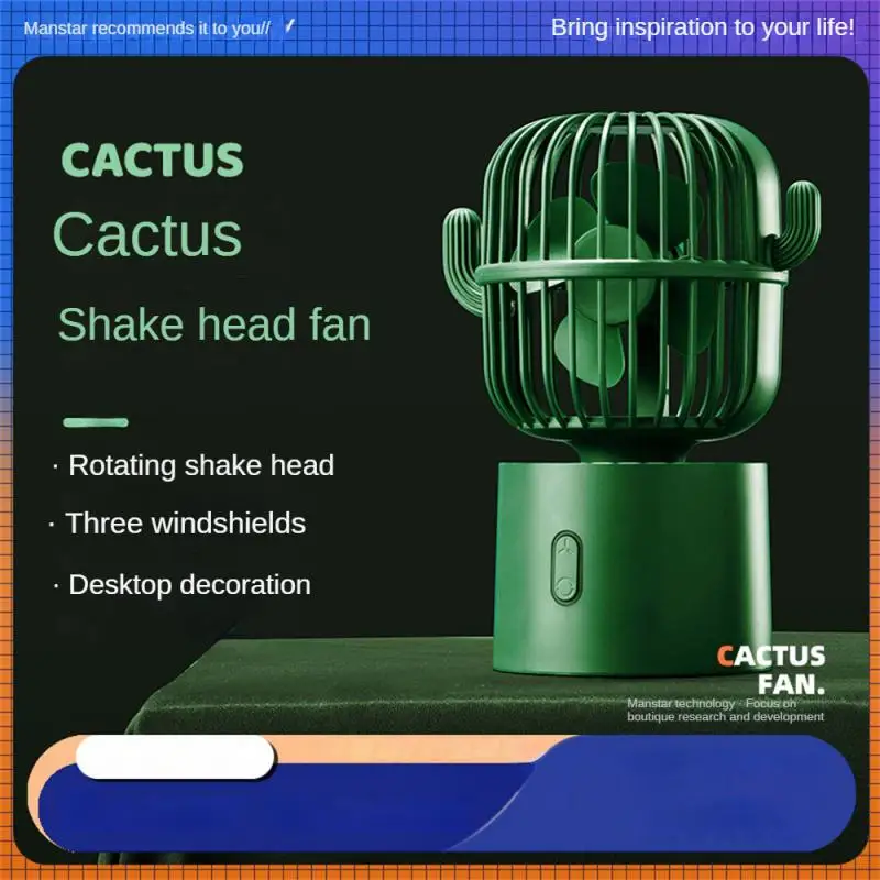 

Creative Cactus Shape Desktop Small Fan Low Noise Small Cooling Fans Energy Saving Super Long Endurance Air Conditioning Usb Fan