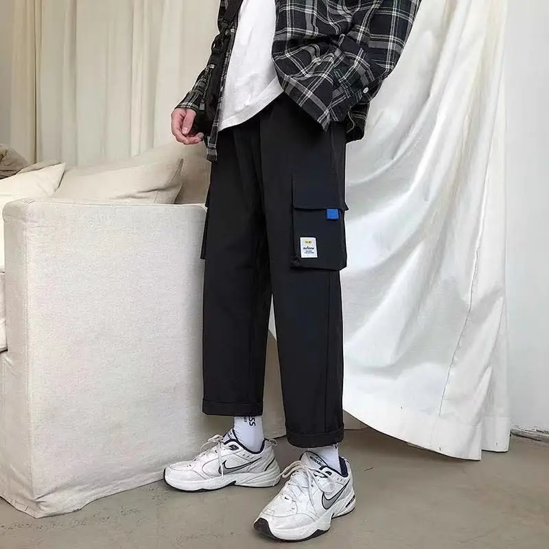 

Men's Black Harajuku Jogging Pants 2023 Cargo Pants Men's Korean Style Fashion Multi Color Sports Pants High Waist Harem Pants